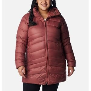 NWT Columbia Women's Autumn Park Down Hooded Mid Puffer Jacket Mauve 2X